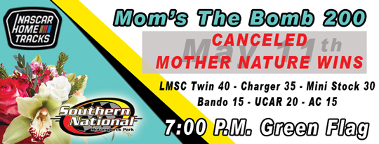 Mother Nature Wins at Kenly for the Weekend – Racing has been Canceled!!